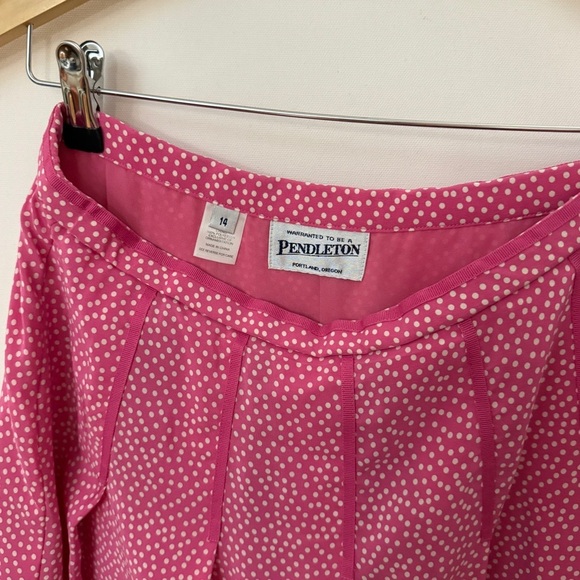 Pendleton Silk Pleated Polka Dot A Line Knee Length Skirt US14 - Picture 4 of 14